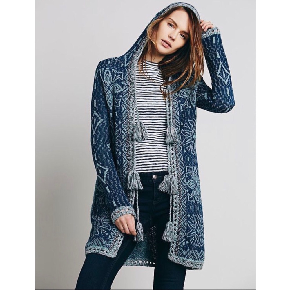 Free People Kai Pom Pom Hooded Cardigan Size XS - Picture 1 of 10